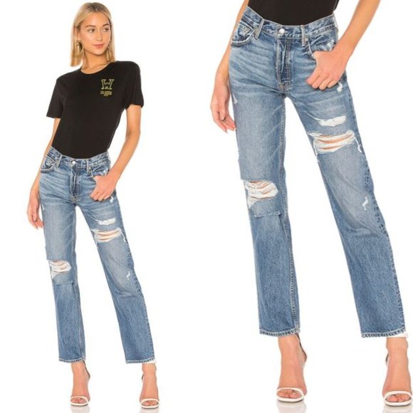 GRLFRND Jeans Grlfrnd New Helena Straight Leg Jean In Heartbreak